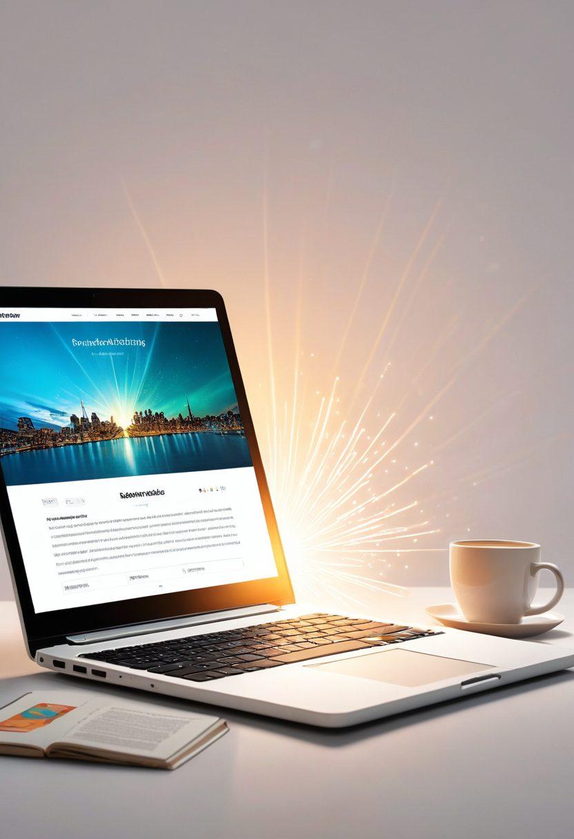 An open book radiating beams of light, symbolizing knowledge and enlightenment, alongside a laptop displaying a blog interface. Surrounding the scene are diverse individuals engaging in discussions, showcasing community connection and collaboration. Elements like educational charts and social media icons weave into the background, illustrating modern blogging and engagement. The color palette is vibrant, inspiring motivation and creativity. super-realistic. vibrant colors. white background.